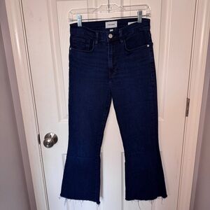 FRAME Le Crop Flare Dark Wash Jeans